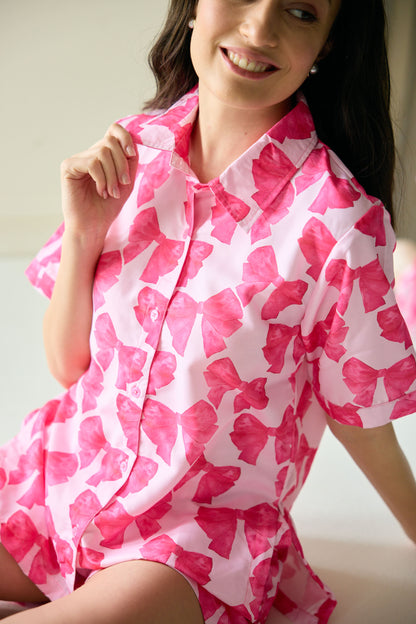 Pink Bows Short Pyjama Set