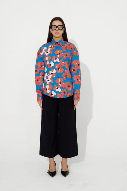 Floral Red Hand Embroidered Shirt