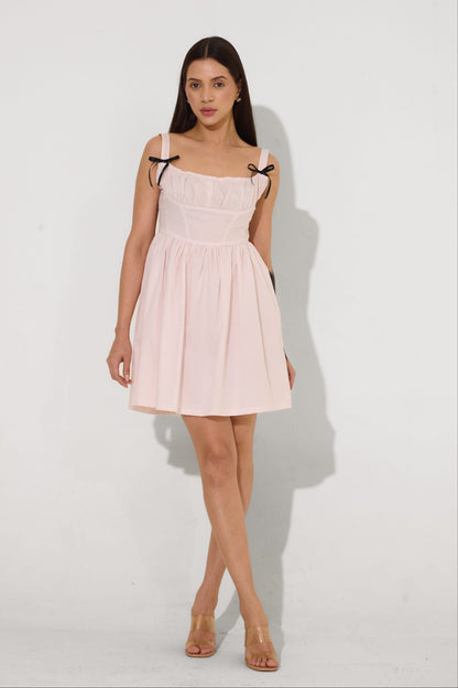 Baby Pink Bow Mini Dress