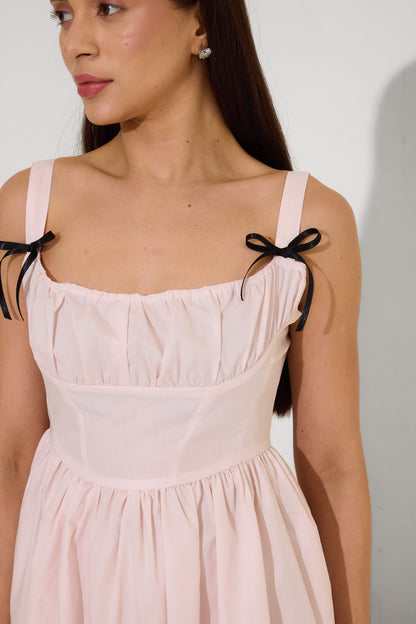 Baby Pink Bow Mini Dress