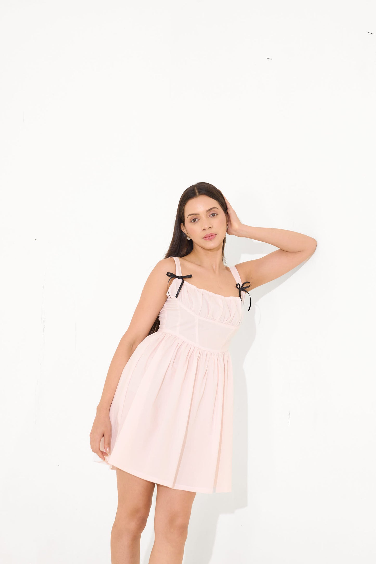 Baby Pink Bow Mini Dress