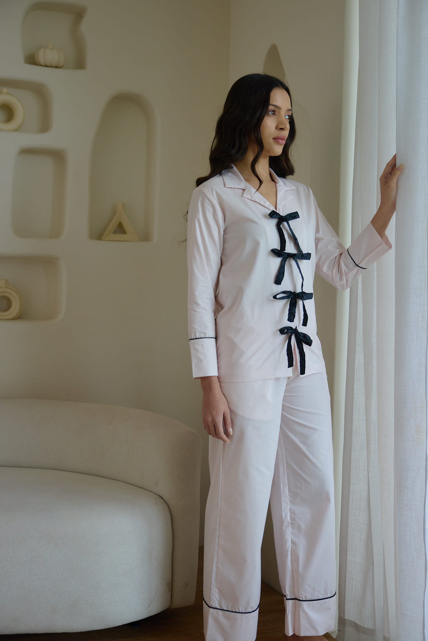 Light Pink Ribbon Pyjama Set