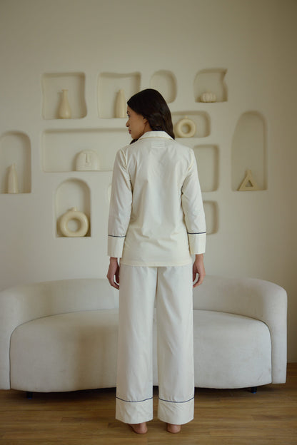 Light Cream Ribbon Pyjama Set