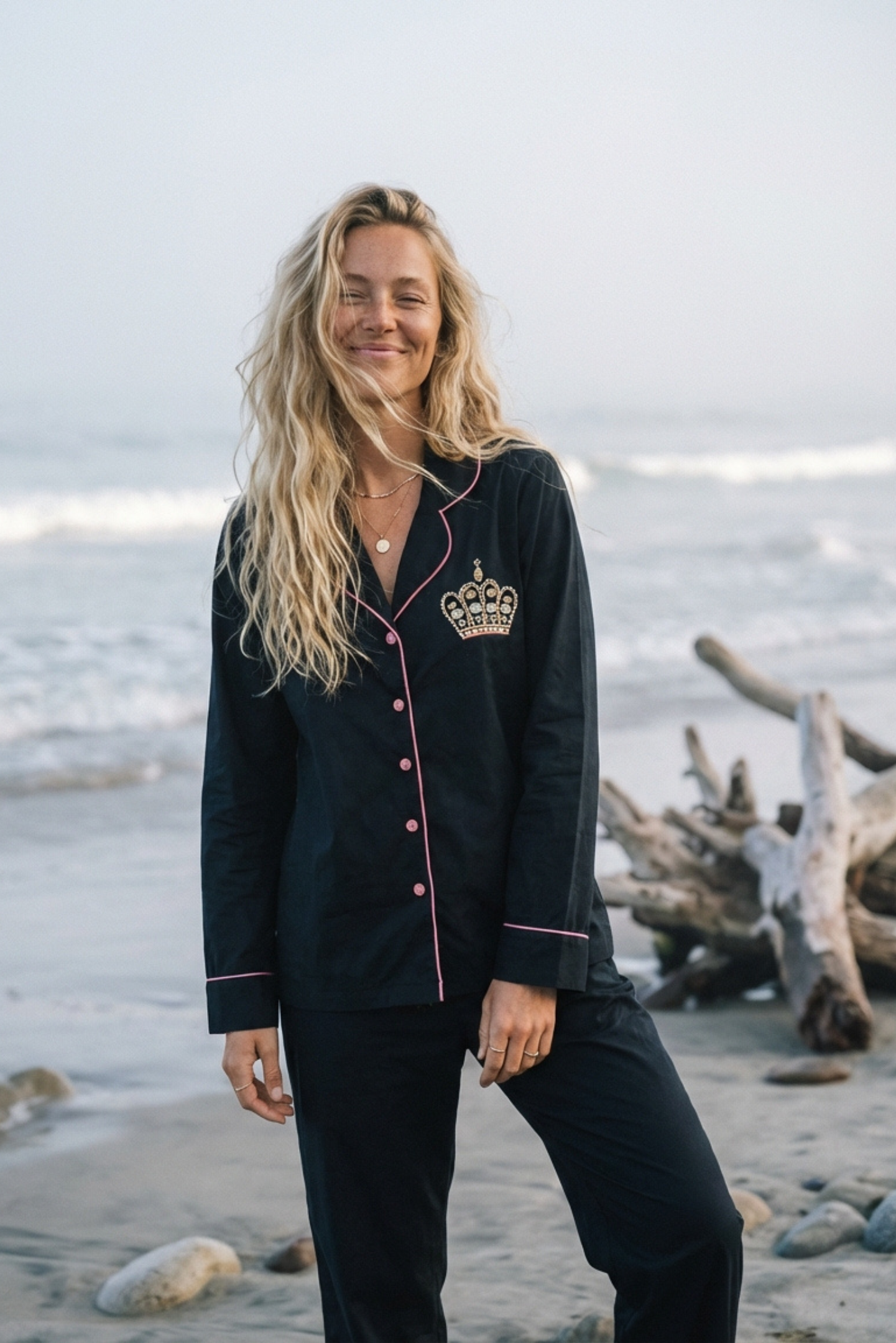 Crown Hand Embroidered Pyjama Set