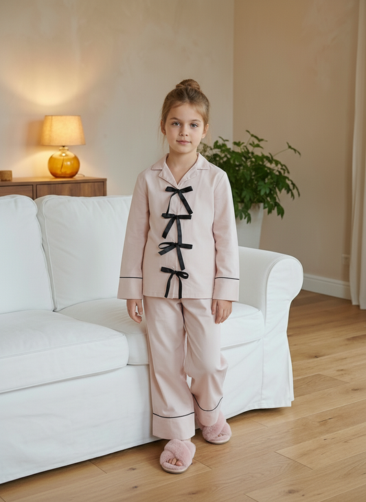 Light Pink Ribbon Pyjama Set (Kids)